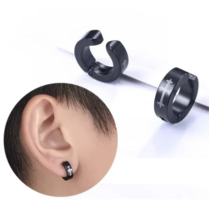 Black Ear Clip Earrings for Men - Image 4