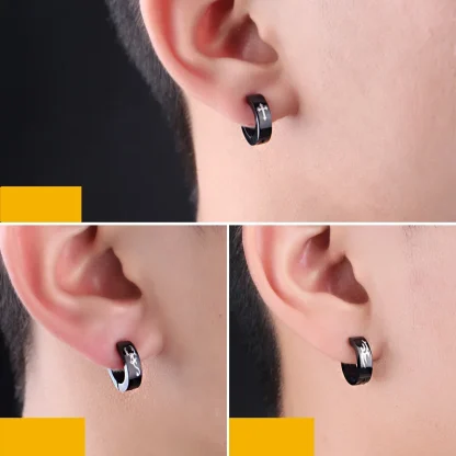 Black Ear Clip Earrings for Men - Image 3