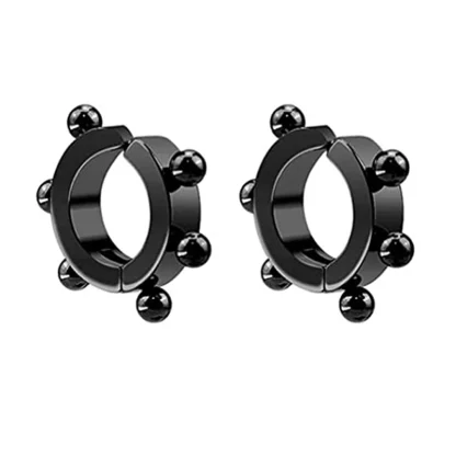 Black Ear Clip Earrings for Men - Image 7