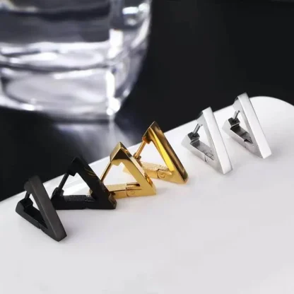 Unisex Earrings with Geometric Triangle Design - Image 4