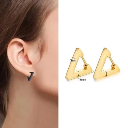 Unisex Earrings with Geometric Triangle Design - Image 7