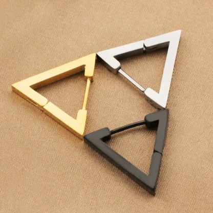 Unisex Earrings with Geometric Triangle Design - Image 6