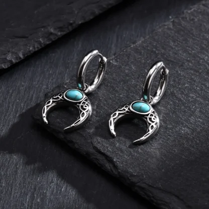 Hoop Earrings with Half Moon Dangle Design - Image 5