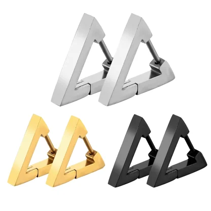 Unisex Earrings with Geometric Triangle Design - Image 2