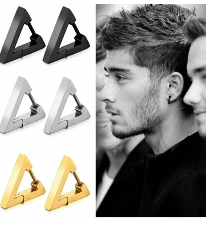 Unisex Earrings with Geometric Triangle Design - Image 9