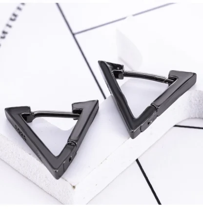 Unisex Earrings with Geometric Triangle Design - Image 12