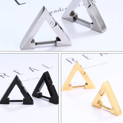 Unisex Earrings with Geometric Triangle Design - Image 5