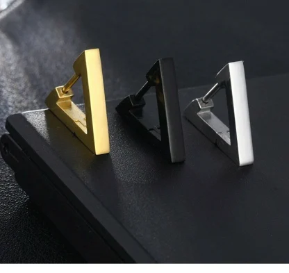 Unisex Earrings with Geometric Triangle Design - Image 11